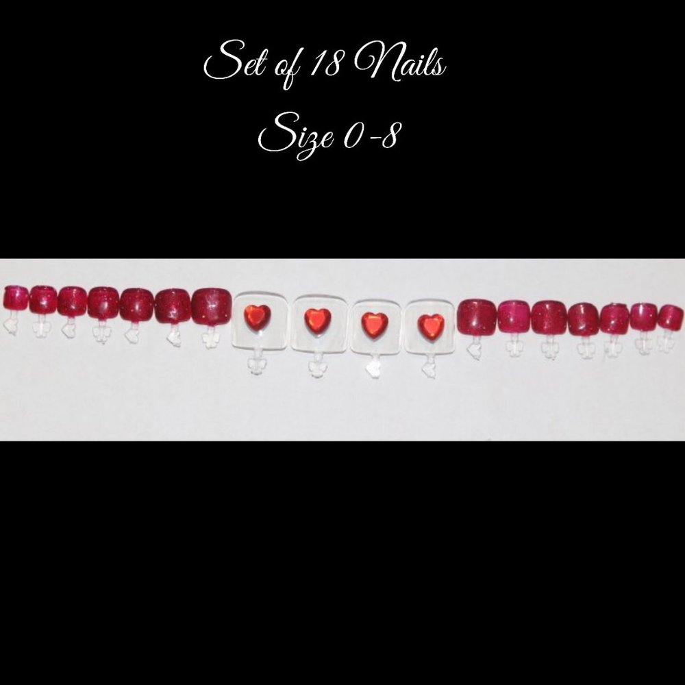 Red Heart- press on Toe nail set